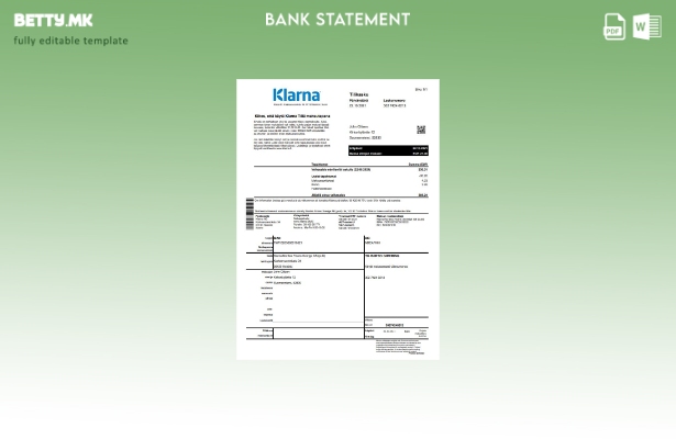 модерен стил Финска Кларна банка извод шаблон ексел